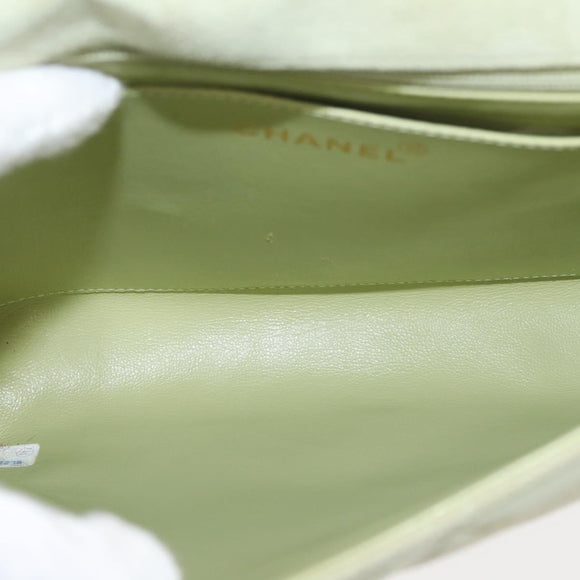 CHANEL Matelasse Shoulder Bag Suede Green Gold CC Auth 144342