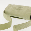 CHANEL Matelasse Shoulder Bag Suede Green Gold CC Auth 144342-6