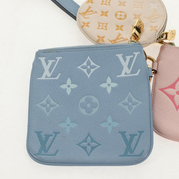 LOUIS VUITTON Monogram Empreinte Pochette Trio Pouch Pink M80407 LV Auth 144344A