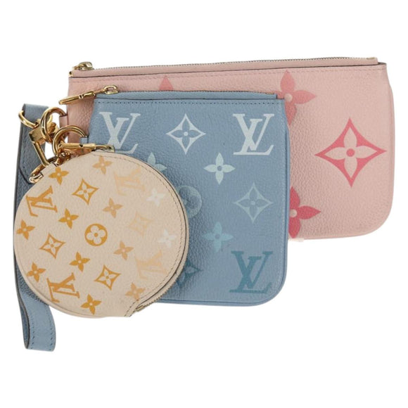 LOUIS VUITTON Monogram Empreinte Pochette Trio Pouch Pink M80407 LV Auth 144344A
