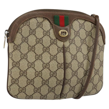 GUCCI GG Supreme Web Sherry Line Bag PVC Beige Gold 904 02 047 Auth 144351
