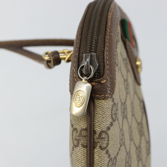 GUCCI GG Supreme Web Sherry Line Bag PVC Beige Gold 904 02 047 Auth 144351