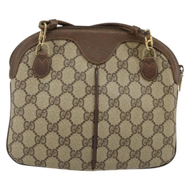 GUCCI GG Supreme Web Sherry Line Bag PVC Beige Gold 904 02 047 Auth 144351 - 0