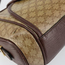 CELINE Macadam Canvas Shoulder Bag PVC Beige Gold Auth 144356-14