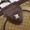 CELINE Macadam Canvas Shoulder Bag PVC Beige Gold Auth 144356-17