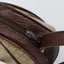 CELINE Macadam Canvas Shoulder Bag PVC Beige Gold Auth 144356-10