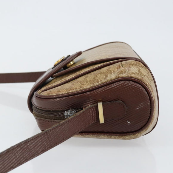 CELINE Macadam Canvas Shoulder Bag PVC Beige Gold Auth 144356