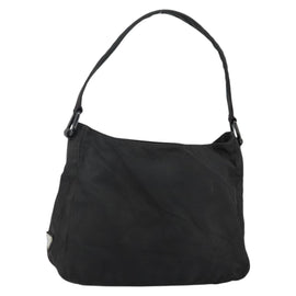 PRADA Shoulder Bag Nylon Black Silver Auth 144357