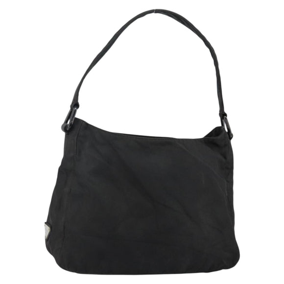 PRADA Shoulder Bag Nylon Black Silver Auth 144357