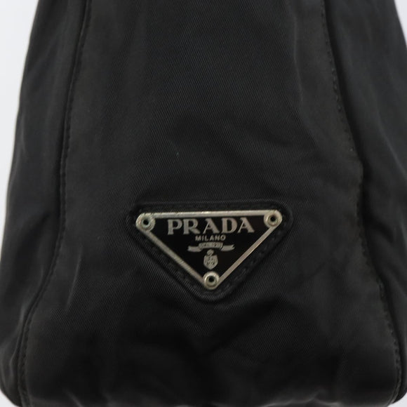 PRADA Shoulder Bag Nylon Black Silver Auth 144357