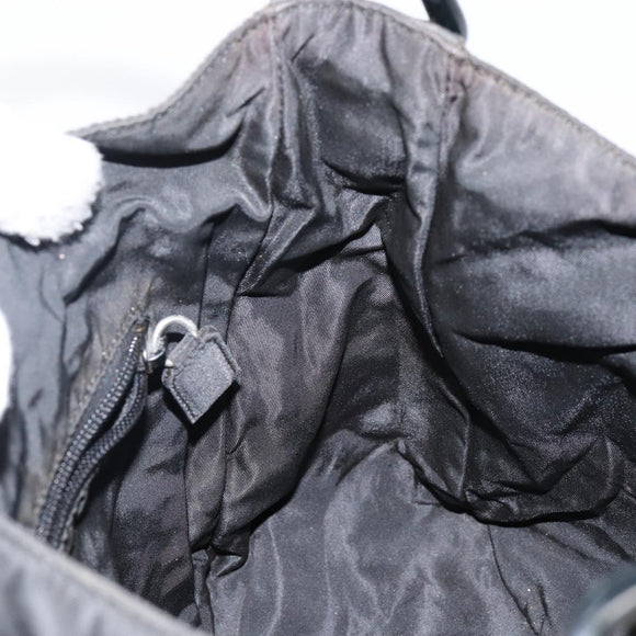 PRADA Shoulder Bag Nylon Black Silver Auth 144357