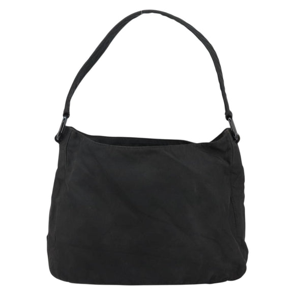 PRADA Shoulder Bag Nylon Black Silver Auth 144357