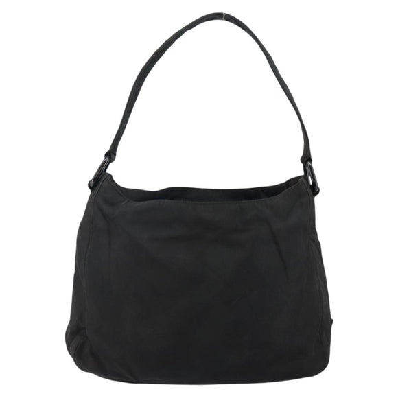 PRADA Shoulder Bag Nylon Black Silver Auth 144357