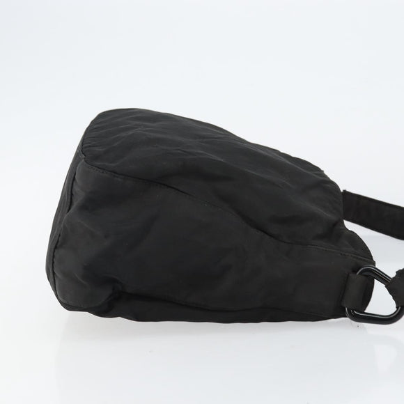 PRADA Shoulder Bag Nylon Black Silver Auth 144357