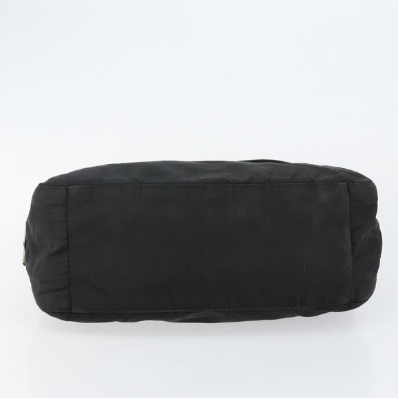PRADA Shoulder Bag Nylon Black Silver Auth 144357