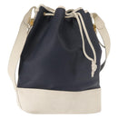 LOEWE Shoulder Bag Leather Navy Gold Auth 144366-1