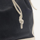 LOEWE Shoulder Bag Leather Navy Gold Auth 144366-10