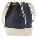 LOEWE Shoulder Bag Leather Navy Gold Auth 144366-13