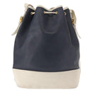 LOEWE Shoulder Bag Leather Navy Gold Auth 144366-2