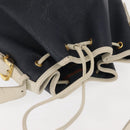 LOEWE Shoulder Bag Leather Navy Gold Auth 144366-6