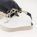 LOEWE Shoulder Bag Leather Navy Gold Auth 144366-7