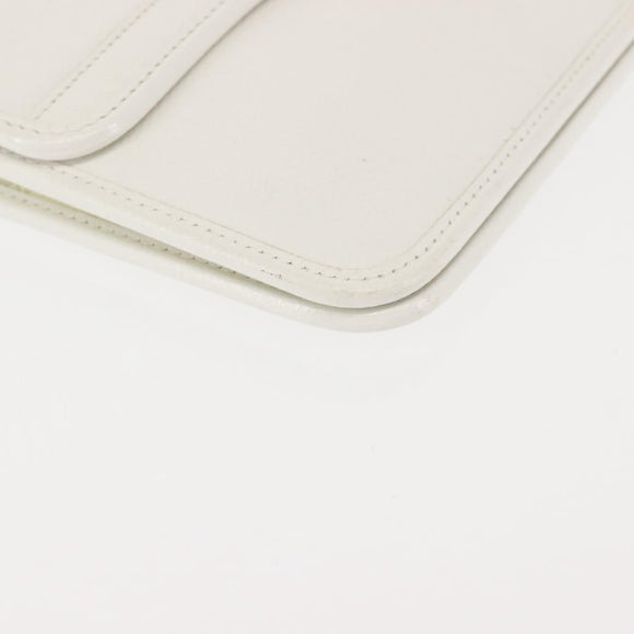 Christian Dior Chain Shoulder Bag Leather White Gold Auth 144367