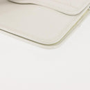 Christian Dior Chain Shoulder Bag Leather White Gold Auth 144367-11