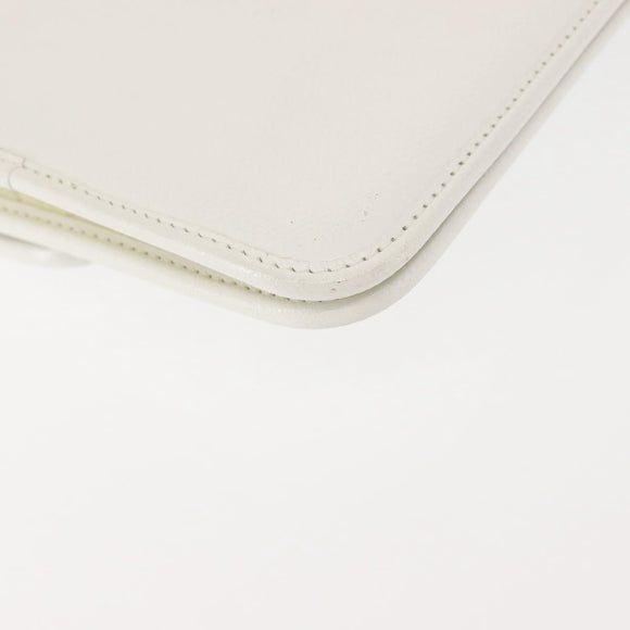 Christian Dior Chain Shoulder Bag Leather White Gold Auth 144367