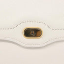 Christian Dior Chain Shoulder Bag Leather White Gold Auth 144367-14