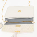 Christian Dior Chain Shoulder Bag Leather White Gold Auth 144367-16