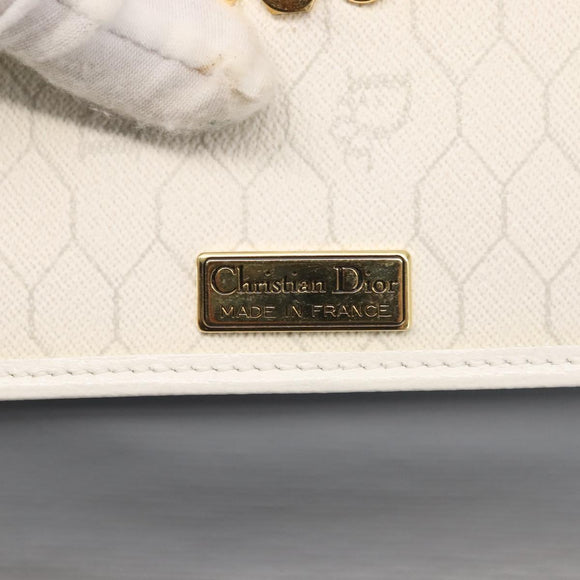 Christian Dior Chain Shoulder Bag Leather White Gold Auth 144367