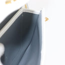 Christian Dior Chain Shoulder Bag Leather White Gold Auth 144367-19