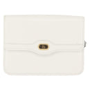 Christian Dior Chain Shoulder Bag Leather White Gold Auth 144367-2