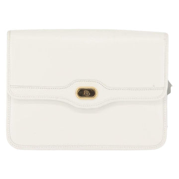 Christian Dior Chain Shoulder Bag Leather White Gold Auth 144367 - 0