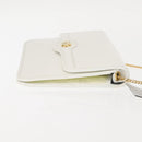 Christian Dior Chain Shoulder Bag Leather White Gold Auth 144367-4