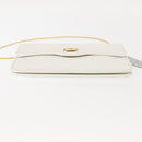 Christian Dior Chain Shoulder Bag Leather White Gold Auth 144367-9