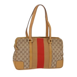 GUCCI GG Canvas Sherry Line Shoulder Bag Beige Gold 000 0849 2684 Auth 144368