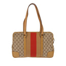 GUCCI GG Canvas Sherry Line Shoulder Bag Beige Gold 000 0849 2684 Auth 144368-2