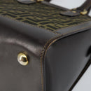 FENDI Zucca Canvas Hand Bag Black Brown Auth 144377-10