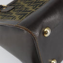 FENDI Zucca Canvas Hand Bag Black Brown Auth 144377-11