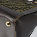 FENDI Zucca Canvas Hand Bag Black Brown Auth 144377-12