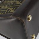 FENDI Zucca Canvas Hand Bag Black Brown Auth 144377-13