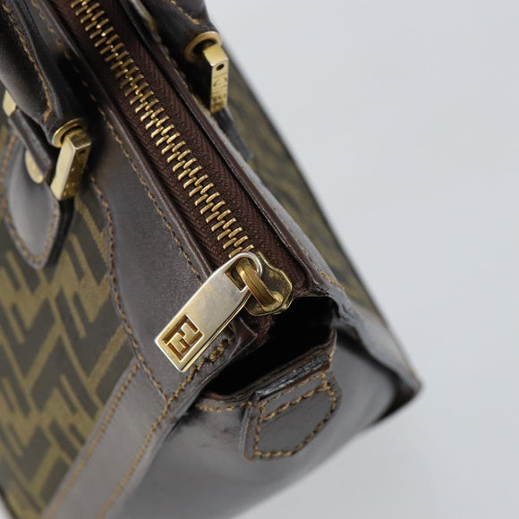 FENDI Zucca Canvas Hand Bag Black Brown Auth 144377