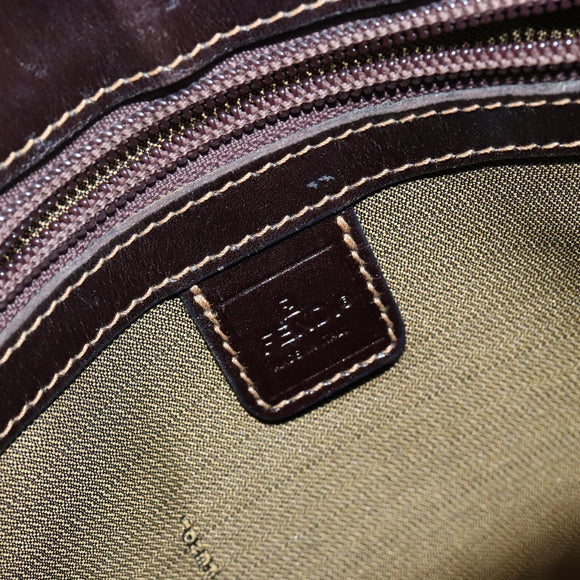 FENDI Zucca Canvas Hand Bag Black Brown Auth 144377