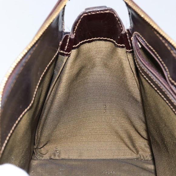 FENDI Zucca Canvas Hand Bag Black Brown Auth 144377