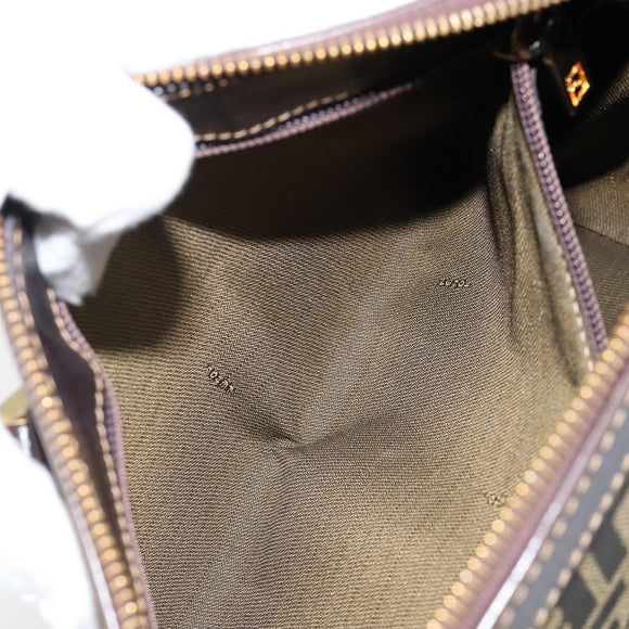 FENDI Zucca Canvas Hand Bag Black Brown Auth 144377