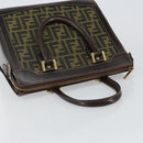 FENDI Zucca Canvas Hand Bag Black Brown Auth 144377-6