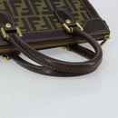 FENDI Zucca Canvas Hand Bag Black Brown Auth 144377-7
