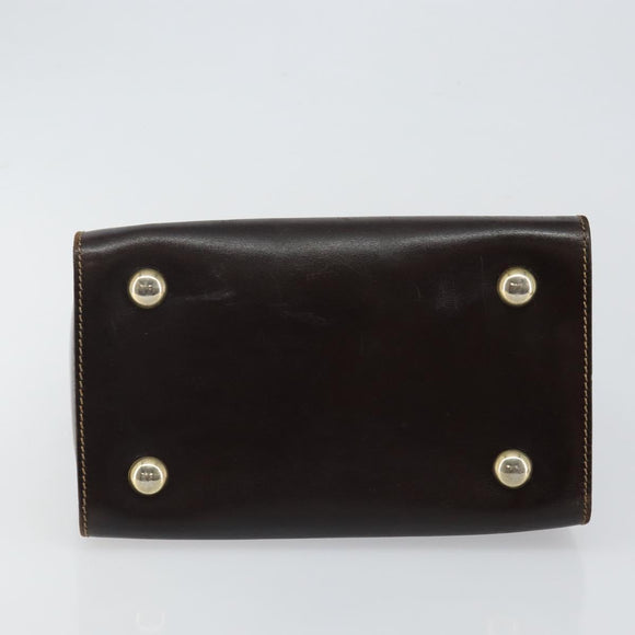 FENDI Zucca Canvas Hand Bag Black Brown Auth 144377