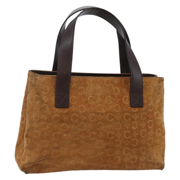 CELINE C Macadam Canvas Hand Bag Brown Gold Auth 144381